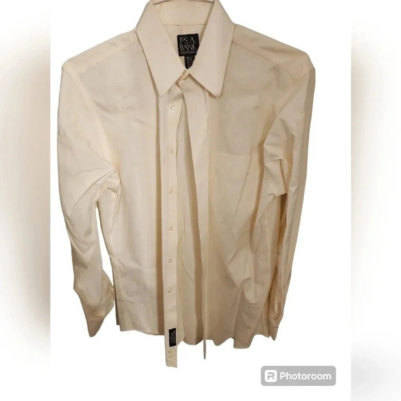 VINTAGE MENS JOS A BANK PASTEL YELLOW DRESS SHIRT SIZE 15-33 - Picture 1 of 4